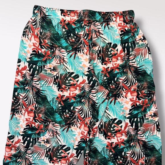 Y2K Boca Bay Tropical Floral Wide Leg Lounge Pants Elastic Waist Petite Medium - Picture 9 of 9